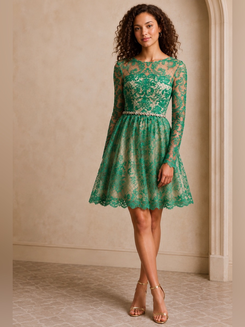 Monique Lhuillier for BHLDN/Anthropologie “Holly” green lace dress, size 6 NWT